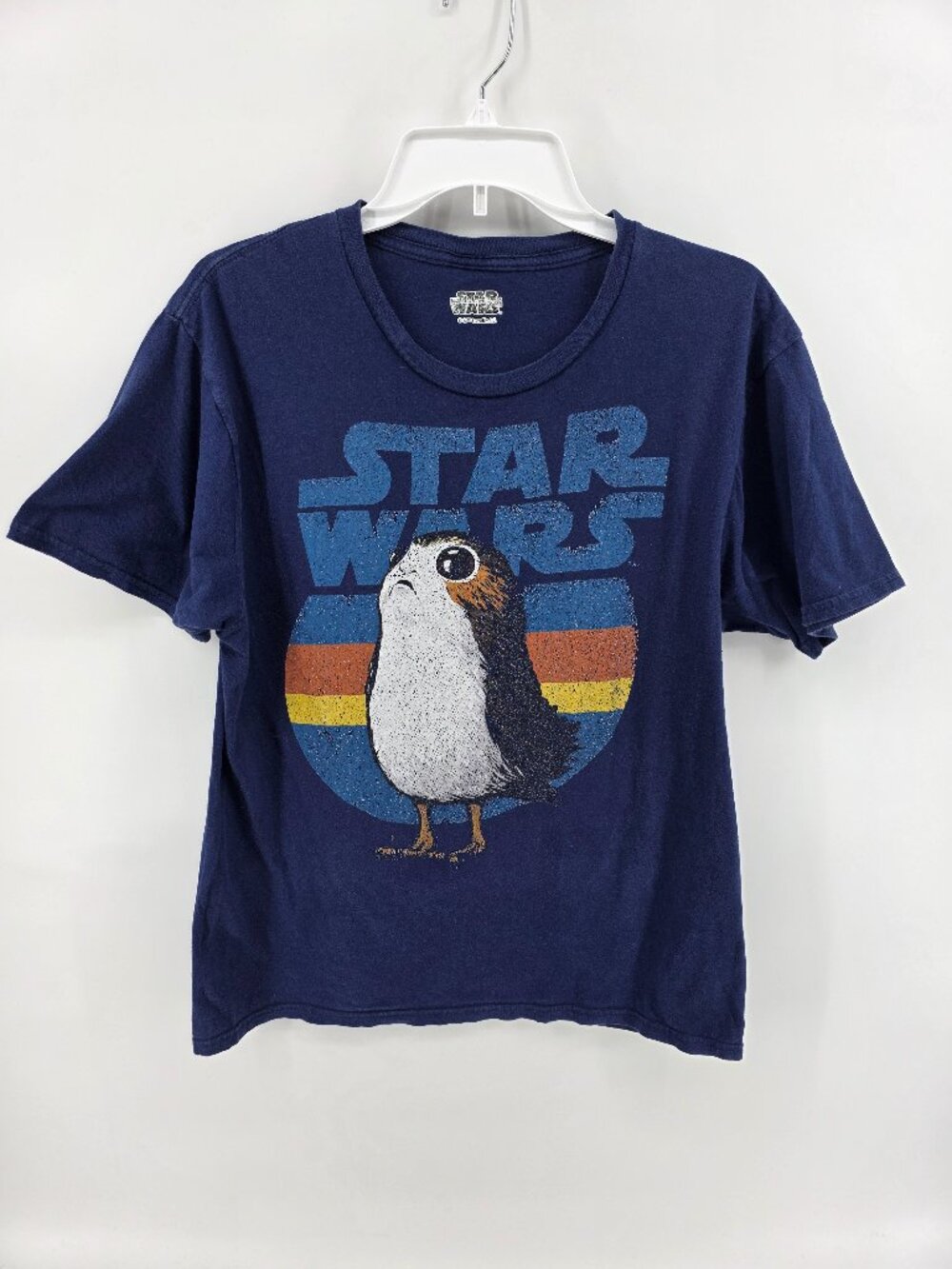 Star Wars Porg Retro Stripes Graphic Tee – Navy Blue – Size M